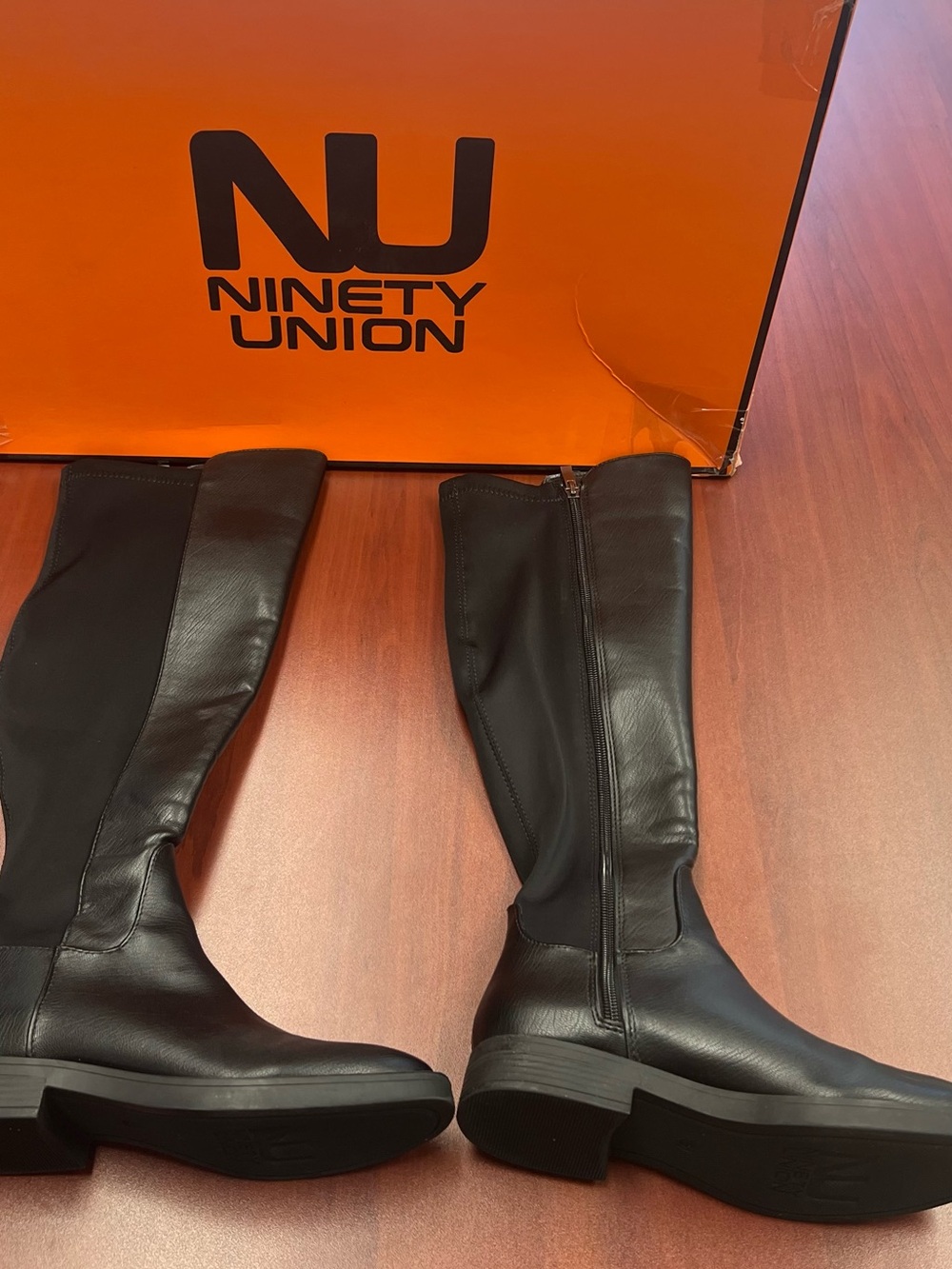 Ninety Union Black Leather Tall Riding Boots for Women